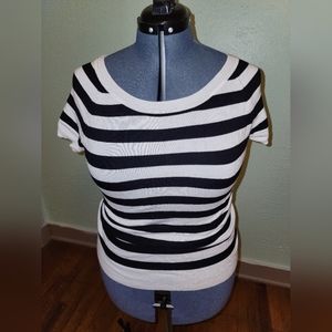 Black and white striped blouse